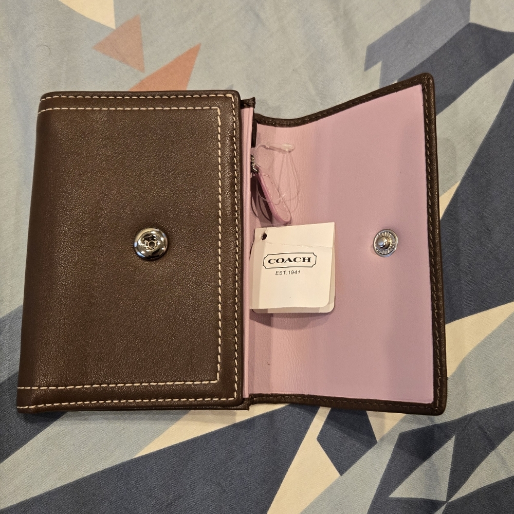 Vintage Coach Wallet Chocolate/Pink - Picture 9 of 13
